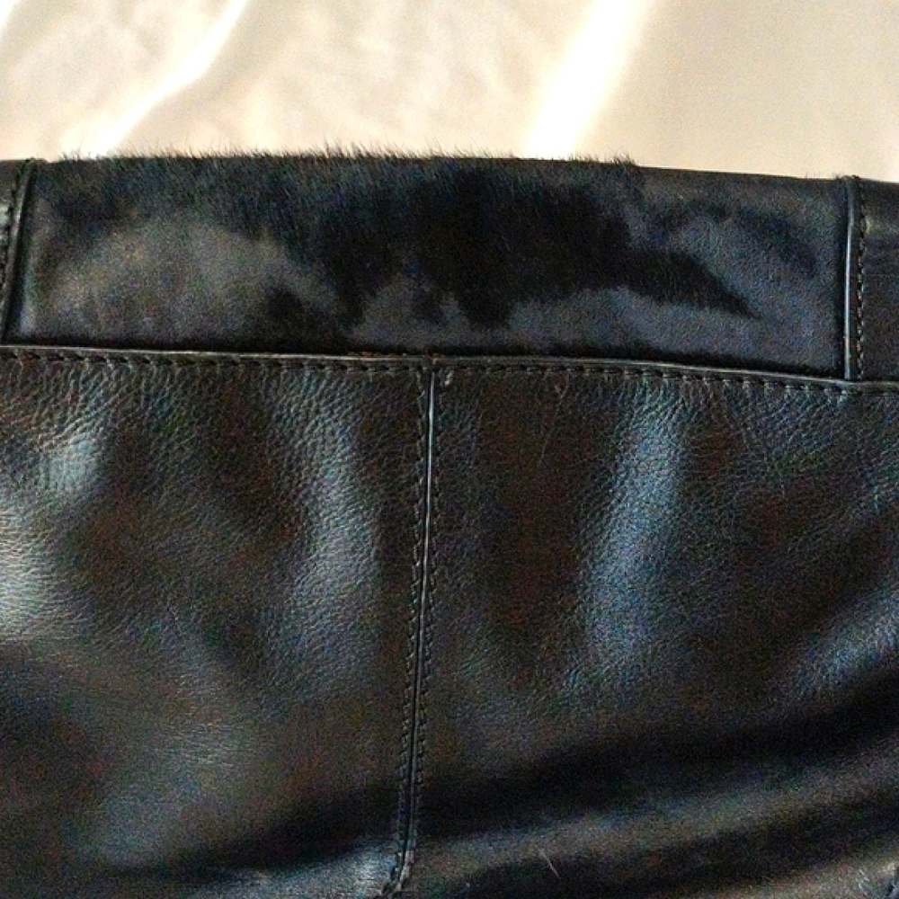Fossil Genuine Black LEATHER and Calf Hair Bag Purse Crossbody Satchel Y2K - Picture 6 of 12